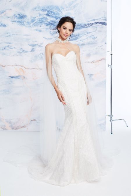 Traje de novia corte sirena bordado en pedreria