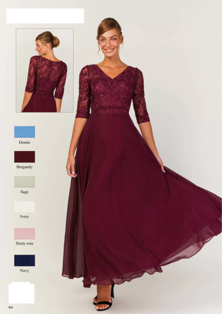 Vestido con cuerpo de encaje y mangas