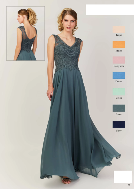 Vestido corte en la cintura con falda de gasa y escote en pico