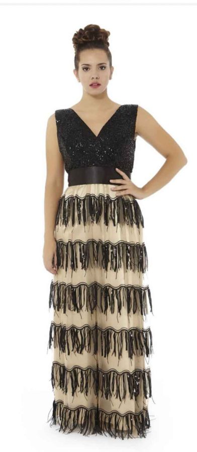 Vestido corte recto con lentejuelas